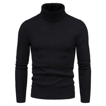 秋冬新款外貿男士彈力純色針織衫歐美套頭高領時尚修身打底衫毛衣