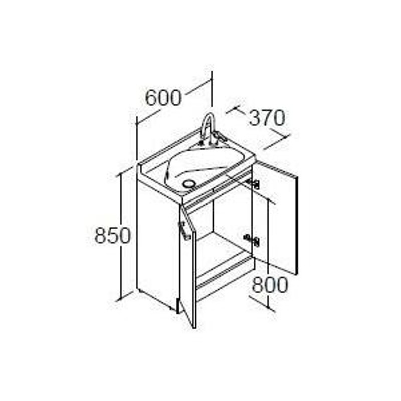 LIXIL リフラ 化粧台本体 間口60cm グースネック水栓 ミドルグレード扉
