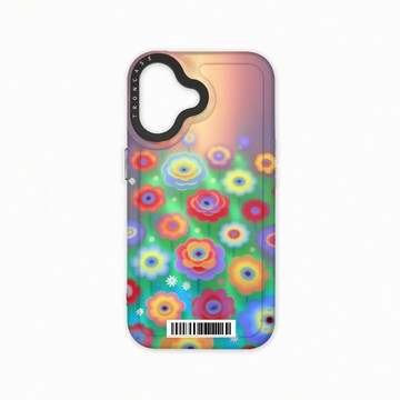 iPhone 16  殼 TRON IPhone 16 炫彩花朵  載具 太空殼 透黑款 手機殼