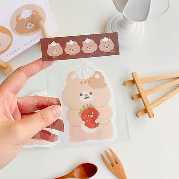 防水貼紙/奶油鼠大貼紙-吃草莓