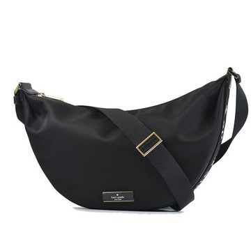 KATE SPADE Carter 尼龍拉鍊斜背半月包-黑色/中