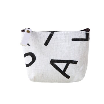 黑白系列 北歐字母零錢包 布藝訂製拉鍊零錢包 硬幣包 簡約時尚帆布卡通鑰匙包