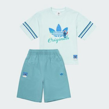 【adidas 愛迪達】 史迪奇 運動套裝 短袖/短褲 童裝 - Originals LD7321