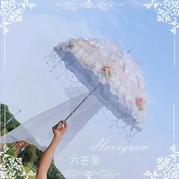 六芒星lolita手作和平之春天國少女夢回凡爾賽圣誕d花嫁粉色洋傘