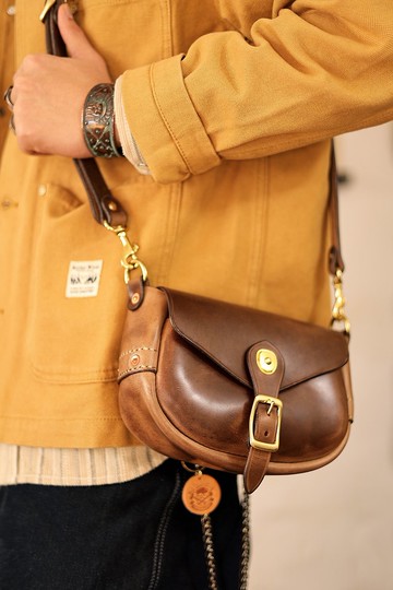 美式復古 HORWEEN霍爾文茶芯皮 迷你馬鞍包