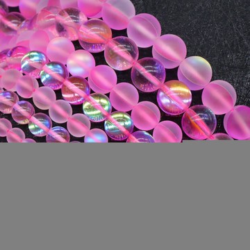 Shimmer Stone 合成粉色閃光拉長石月光石圓珠 diy 飾品配件 材料