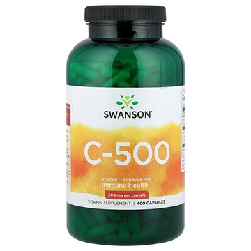 Swanson, C-500，含玫瑰果的維生素 C，400 粒全素膠囊