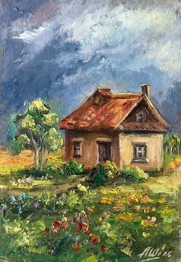 房屋畫作 花卉風景畫 原創油畫藝術