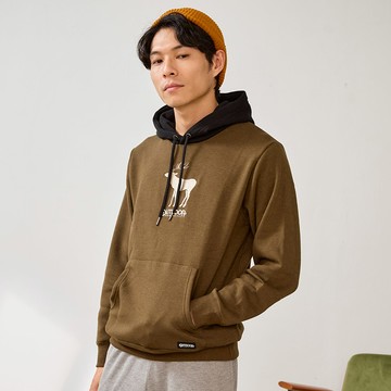 【OUTDOOR】繡花動物圖連帽T 恤-卡其色 ODC626QEKI (ODCLO)