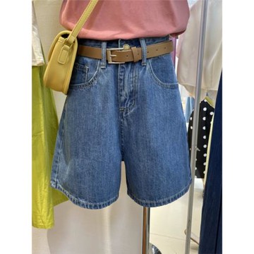 夏裝通勤風新款韓版十三行純色顯白寬松簡約高腰百搭顯瘦牛仔短褲