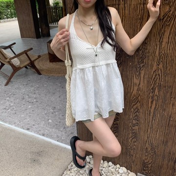 ISA_下一站度假! 海島緹花v領繞脖綁帶美洋_65114