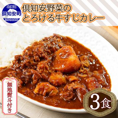 ふるさと納税 倶知安町 倶知安野菜のとろける牛すじカレー 中辛 200g×3個