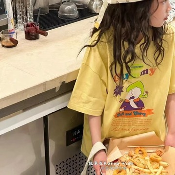 ATL 兒童短袖 女童短袖 中大童上衣 純棉童裝韓國女童T恤短袖2025洋氣兒童寬松韓范半袖中大童夏裝
