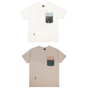 KANGOL 短袖 卡其 白 口袋 剪接 短T 中性 6425101131 6425101100