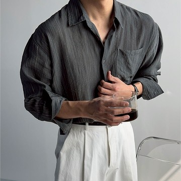 正韓質感輕薄舒適不規則線條長袖襯衫 3色 YUPPIE 預購商品 0324