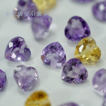 DIY高品質戒面心形中孔黃水晶