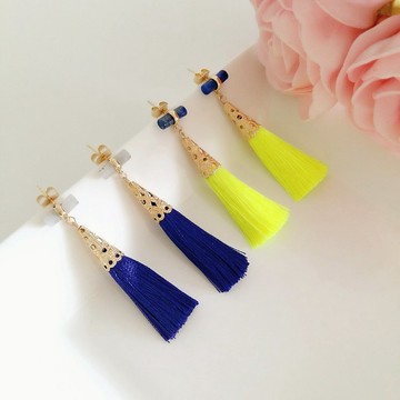 ::愉悅流蘇系列:: 絢麗撞色簡約流蘇耳環耳釘 / Tassel Earrings