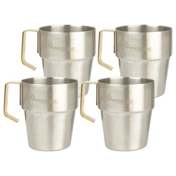 Forest Outdoor 群森戶外 SUS304不鏽鋼套杯  銀色  4個