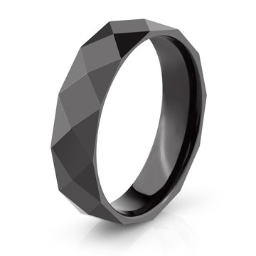 多切割面戒指-特寬．鎢鋼｜客製化刻字