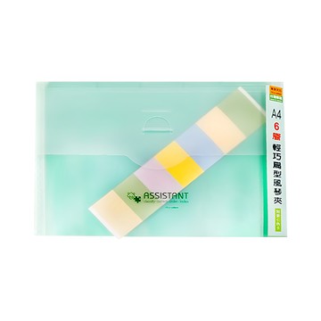 珠友文化 A4輕巧扁型風琴夾，6層伸縮夾層，附標籤索引紙卡  綠色  1個