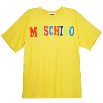 MOSCHINO 經典品牌燙印LOGO英字棉質短T恤.黃