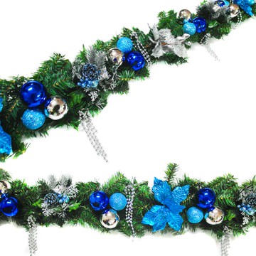 摩達客 9尺(270cm)聖誕裝飾樹藤條(銀藍色系) (可彎曲調整)