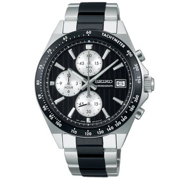 SEIKO精工 CS系列 經典條紋計時腕錶 8T67-00Y0D/SBTR043J