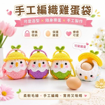 台灣出貨 小雞造型蛋兜 雞蛋兜 手工編織成品雞蛋袋 兒童掛脖蛋網 兒童雞蛋兜 雞蛋袋 兒童玩具 兒童收納包 兒童禮物
