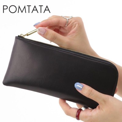 ポンタタ 財布 pomtata 長財布 L字ファスナー 本革 BLACK ブラック