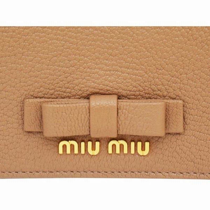 ミュウミュウ　二つ折り　財布　MIUMIU　マドラス　ピンクベージュ　リボン 楽天市場】MIUMIU ミュウミュウ 二つ折り財布 MADRAS マドラス