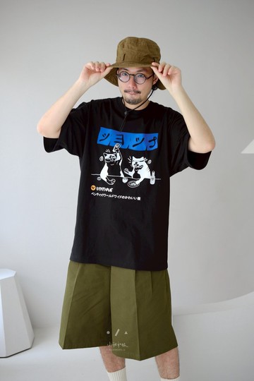 宿醉貓咪寬鬆TEE - 2色 - 貓咪黑