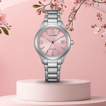 CITIZEN 星辰 Eco-Drive 簡約大氣 光動能腕錶 女錶 手錶-33.5mm粉色 FE6121-67X