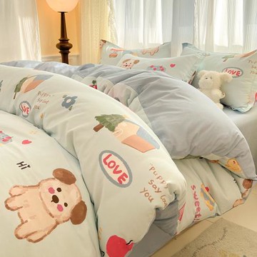 ins風南通床上用品純棉床單四件套學生宿舍三件套100全棉被套雙人