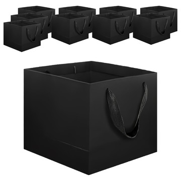 快樂小島 黑卡紙袋 10入 銅紙板  黑色  17 x 17 x 17cm  1組