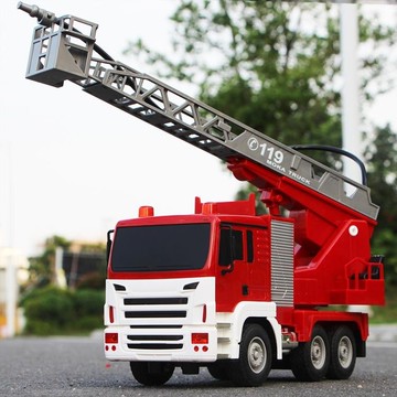 遙控車 超大型可噴水遙控消防車電動升降云梯越野車男孩兒童玩具模型套裝 開發票免運