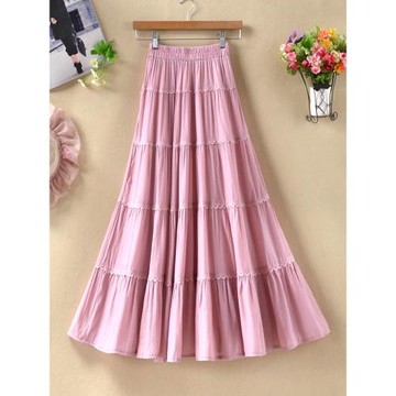 裙子a字裙半身裙女夏季2024新款御姐輕熟風白色蕾絲邊蛋糕裙長裙