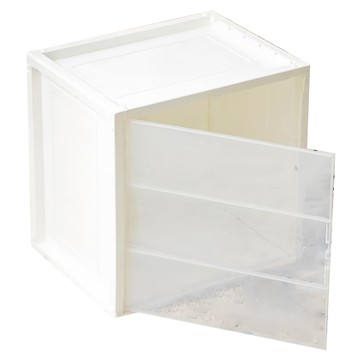 DIY 方塊收納盒 透明門板 可視收納  38 x 29.5 x 38cm  米色  1個