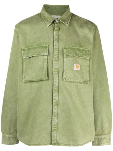 Carhartt WIP - logo-patch two-pocket shirt - men - Cotton - S - Green