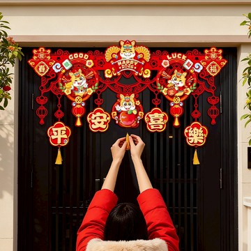 🔥台灣出貨🔥2026馬年新款 新年福字 門簾裝飾掛件 春節門簾 家用拉花掛飾 過年場景布置