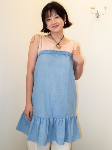 May Shirring Denim Dress