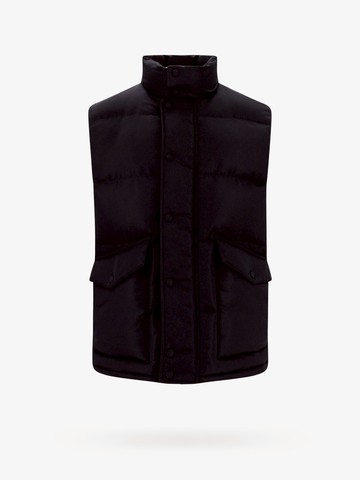 Padded and quilted nylon sleeveless jacket with back mcqueen graffiti print - ALEXANDER MCQUEEN - gender_Man
