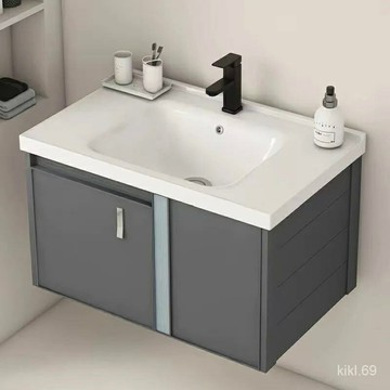 太空鋁浴室浴櫃 洗手盆 陶瓷洗手臺 掛墻式陽臺洗手盆櫃組閤壁掛洗臉盆傢用小戶型衛生間洗手盆