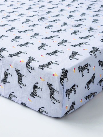 Organic B 有機比比 彌月禮嬰兒有機棉紗床包-斑馬與冰淇淋旅行