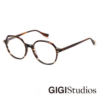 【GIGI Studios】藝術質感金飾光學眼鏡(玳瑁 - KAYLA-6616/2)