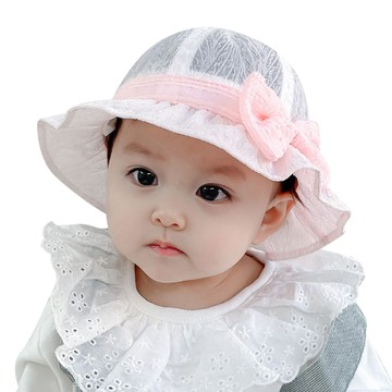 JoyNa - 兒童遮陽帽 可愛蝴蝶結格漁夫帽 童帽 兒童防曬帽-黃色