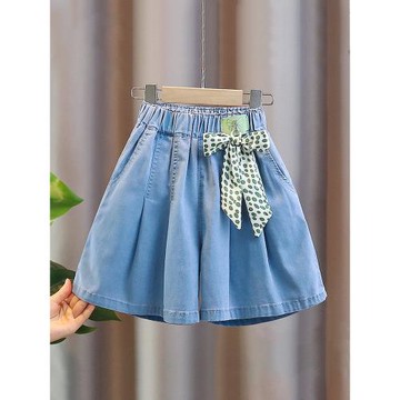 女童短褲裙夏季裙褲夏裝2025新款女大童薄款天絲洋氣女孩牛仔五分