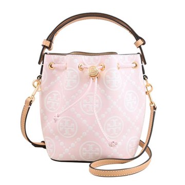 TORY BURCH 169745 T Monogram 立體LOGO壓花兩用水桶包.粉