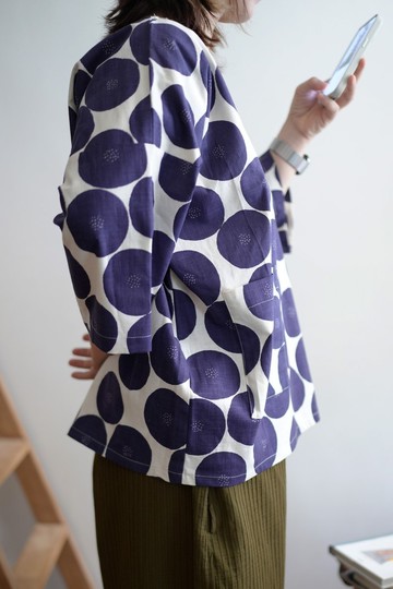 藍紫色紅豆麵包有袖四方衣