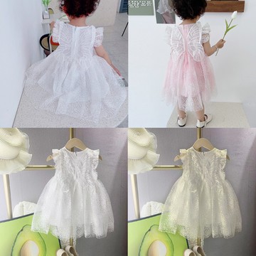 【Arbea】女童夏裝連衣裙新款夏季洋氣小兒童公主裙蓬蓬網紗裙子【C22】