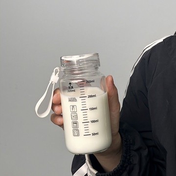 🔥臺灣熱銷🔥牛奶杯家用女生外帶學生咖啡豆漿杯玻璃帶蓋微波水杯水瓶早餐杯子
